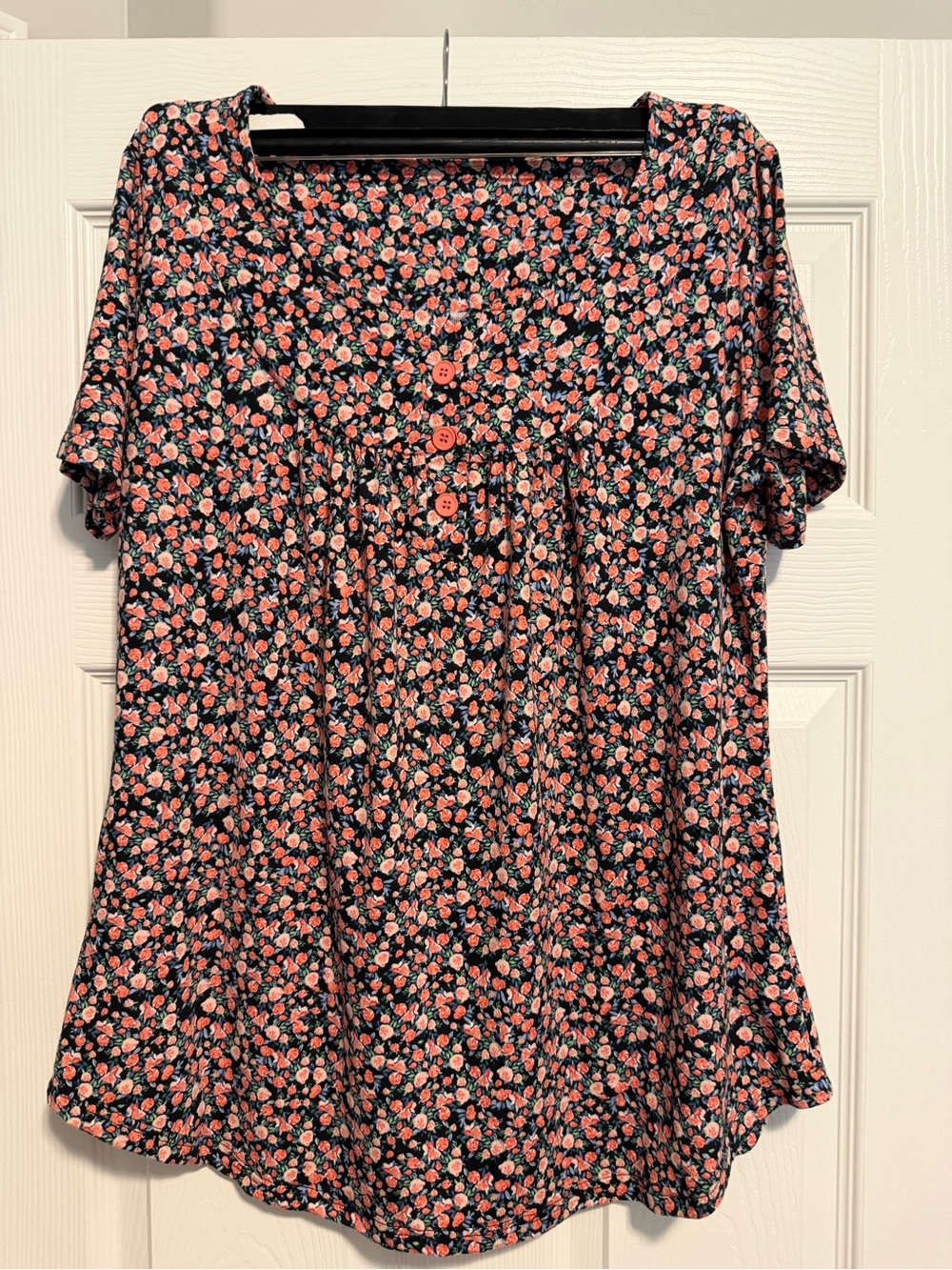 Floral Short-Sleeve Tunic Top